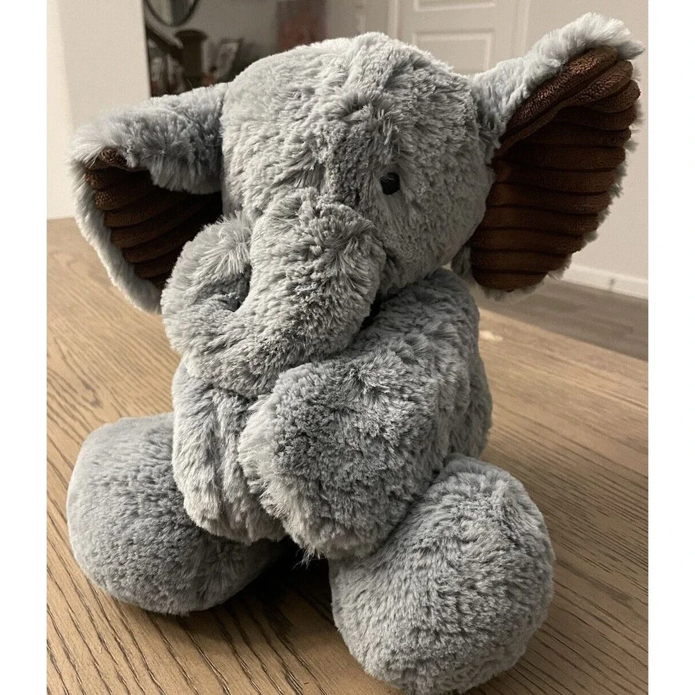 Lambs & Ivy Elephant plush Stuffed Animal Gray baby hook and loop Terrycloth